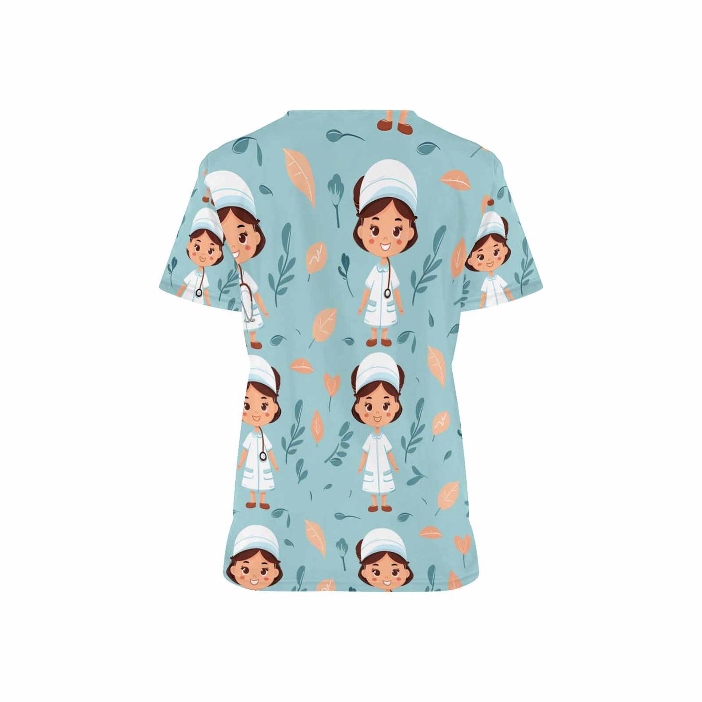 Nurse5 Women's V Neck Scrub Top Nurse Uniform with Deep Front Pockets