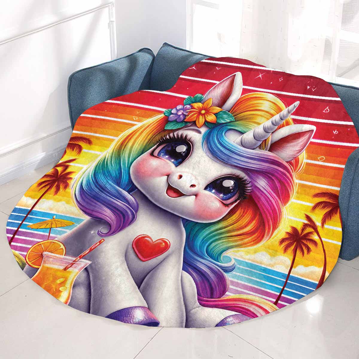 Unicorn_Awd35132 Circular Micro Fleece Blanket 47"