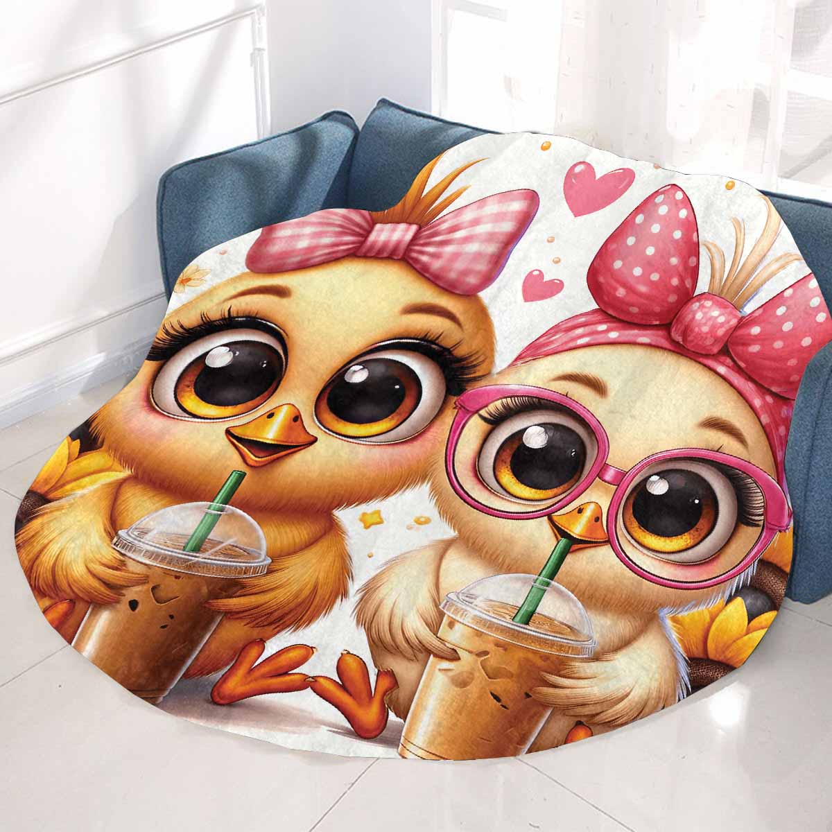 Chickens_Awd35182 Circular Micro Fleece Blanket 47"