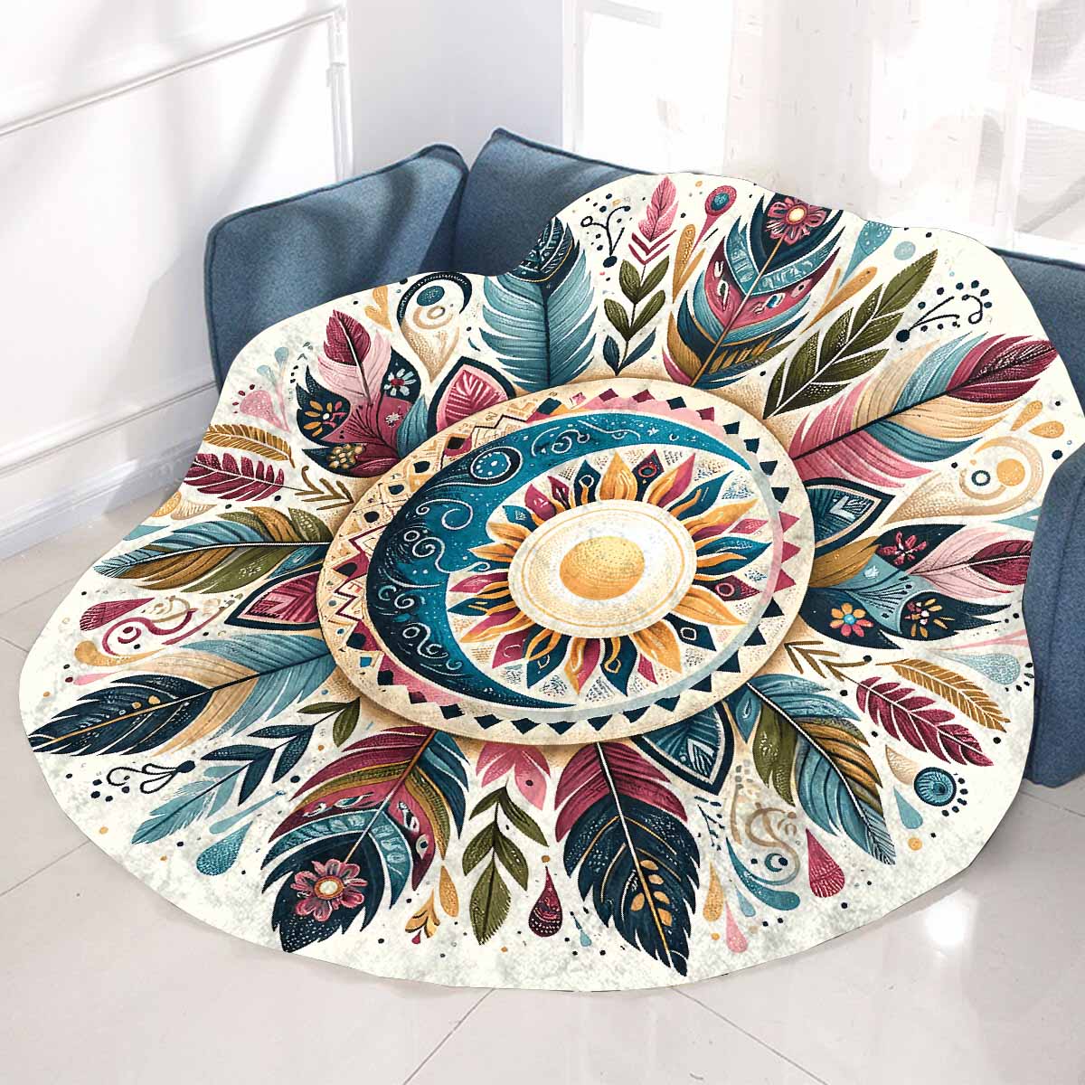 Mandella_Awd35147 Circular Micro Fleece Blanket 60"