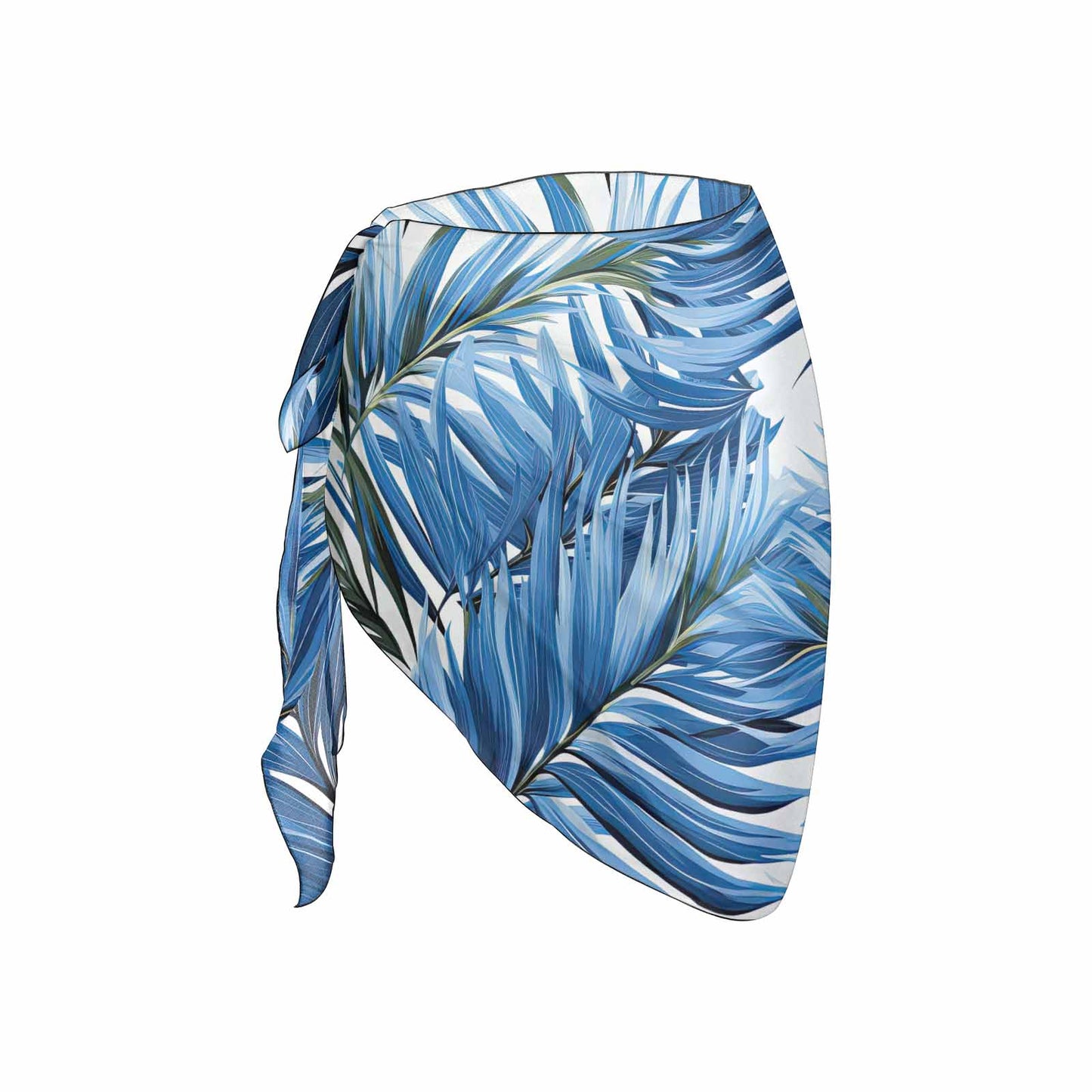 Palm Leaves Blue Women's Beach Sarong Wrap