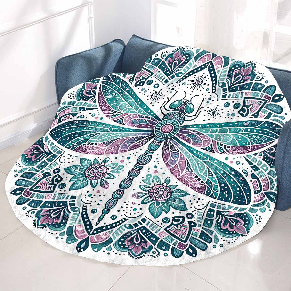 Mandella_Dragonfly_Awd35140 Circular Micro Fleece Blanket 60"