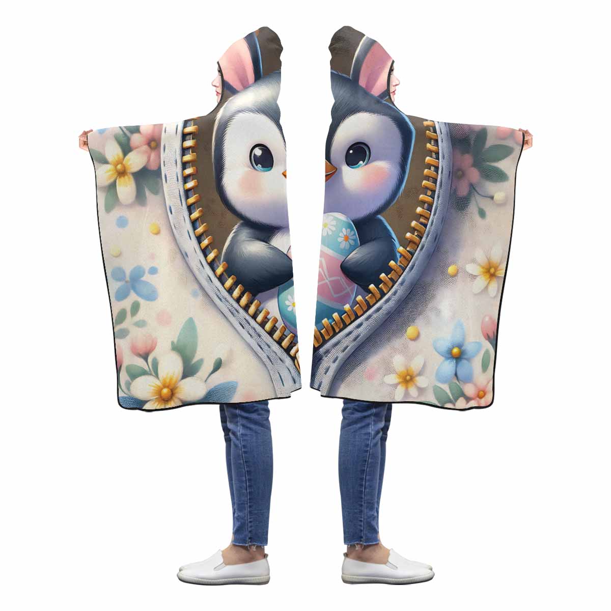 Easter Penguin Awd1307 Hooded Blanket 60"x50"