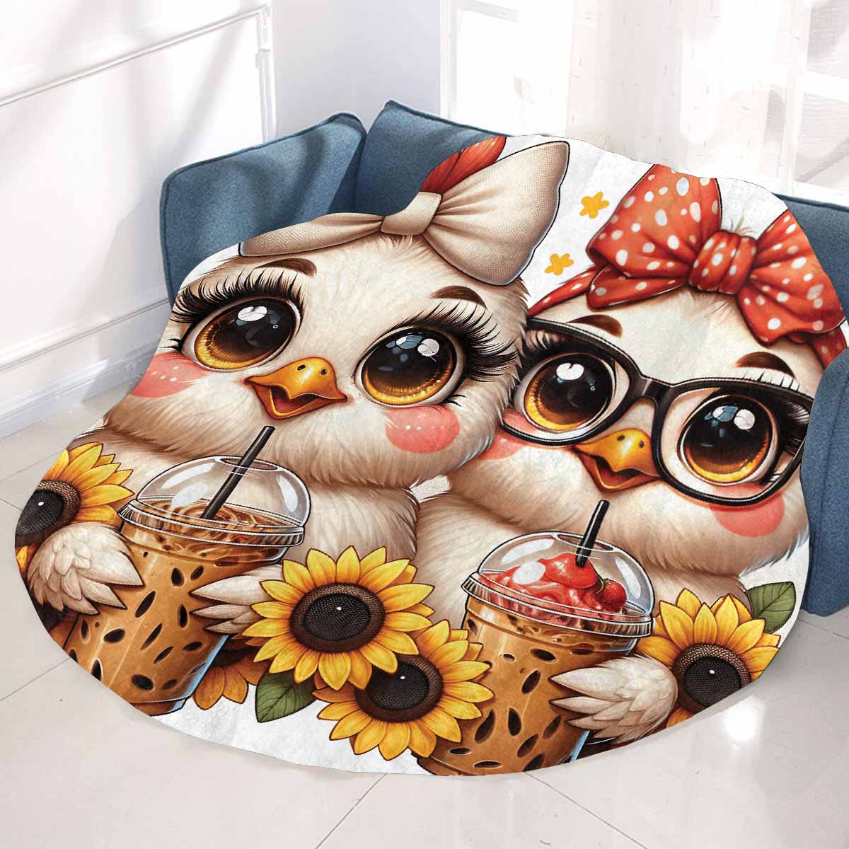 Chickens_Awd35169 Circular Micro Fleece Blanket 47"