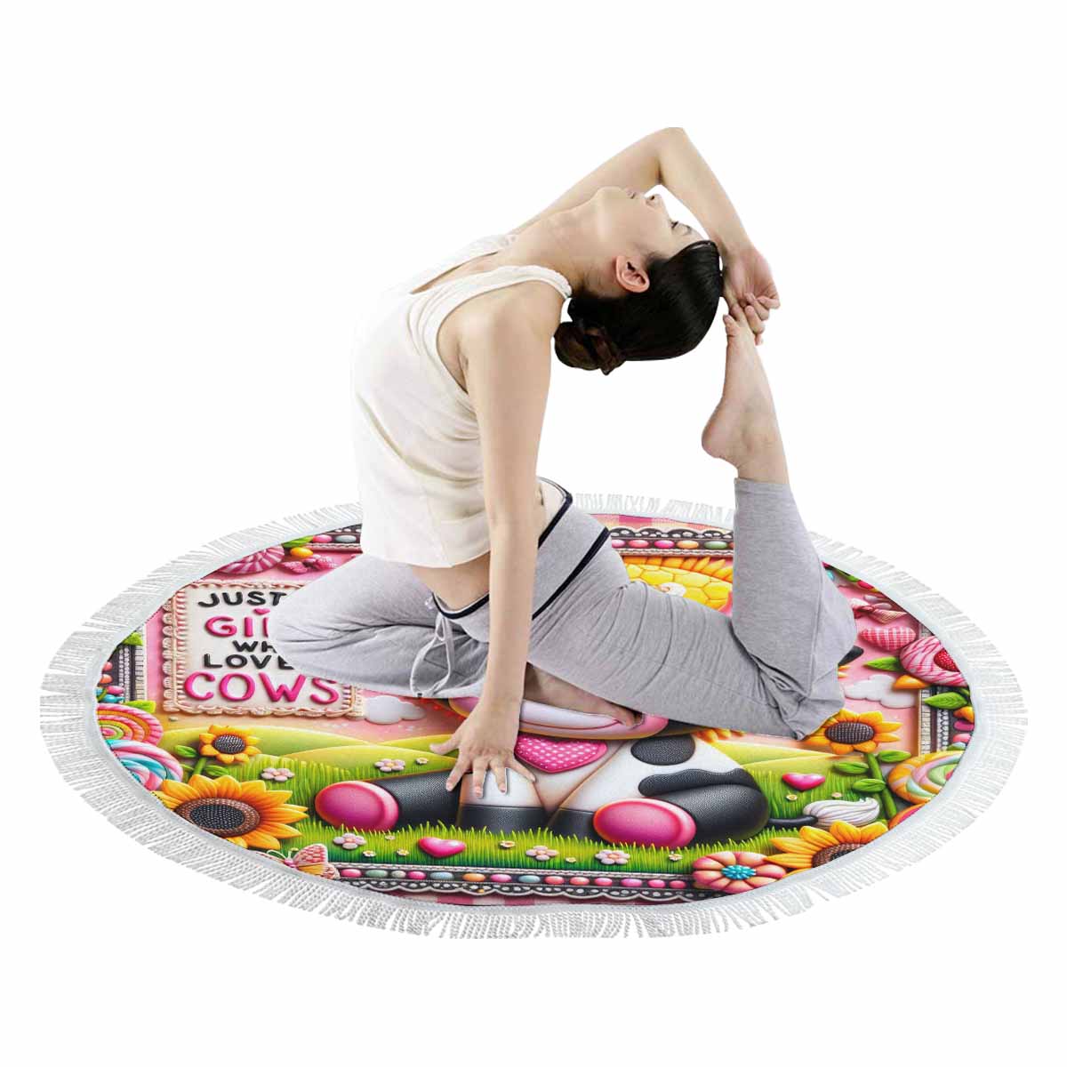 Just a Girl Who Loves Cows Awd351117 Circular Beach Towel Shawl 59"