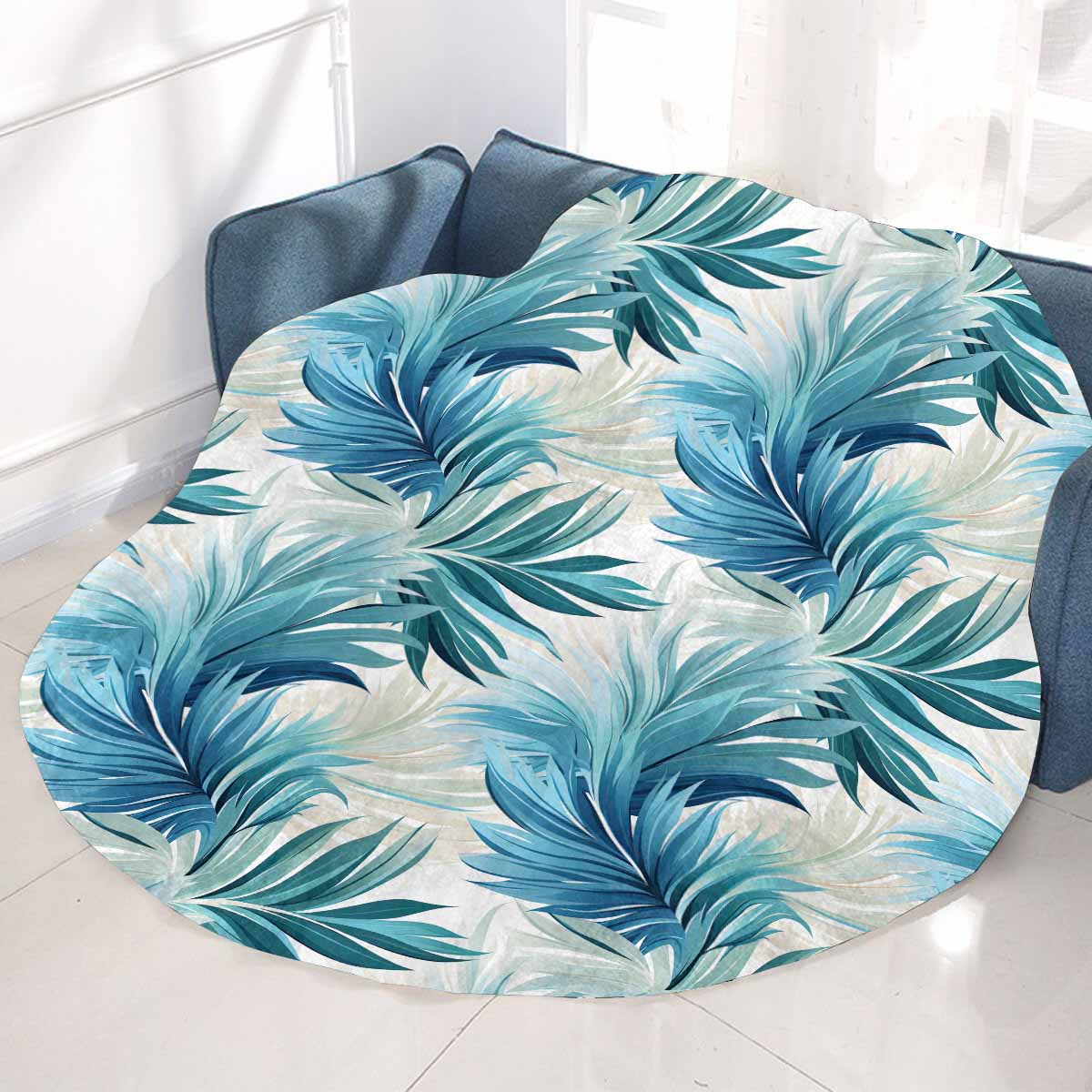 Blue Palms Circular Micro Fleece Blanket 47"