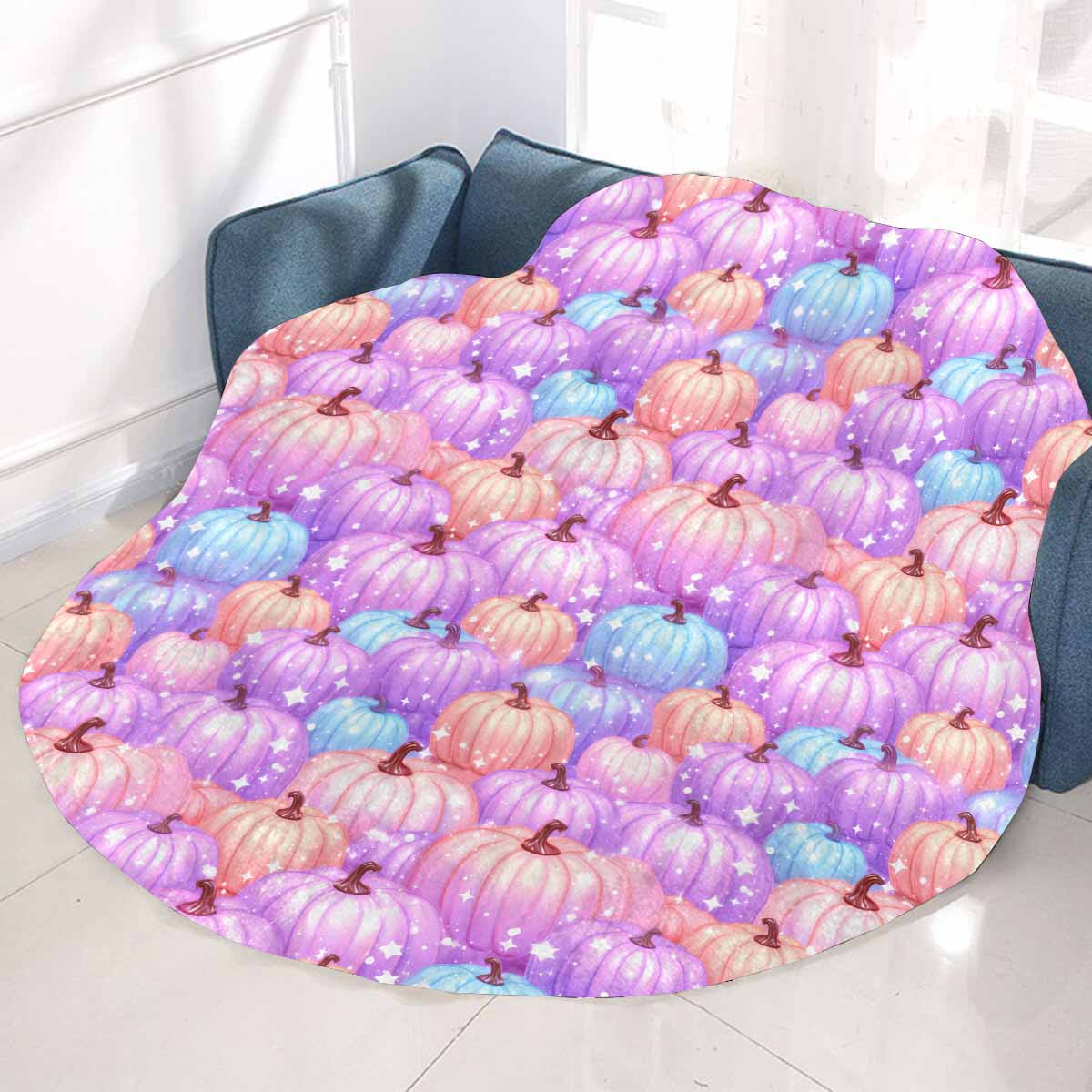 Pastel Pumpkin Circular Micro Fleece Blanket 47"