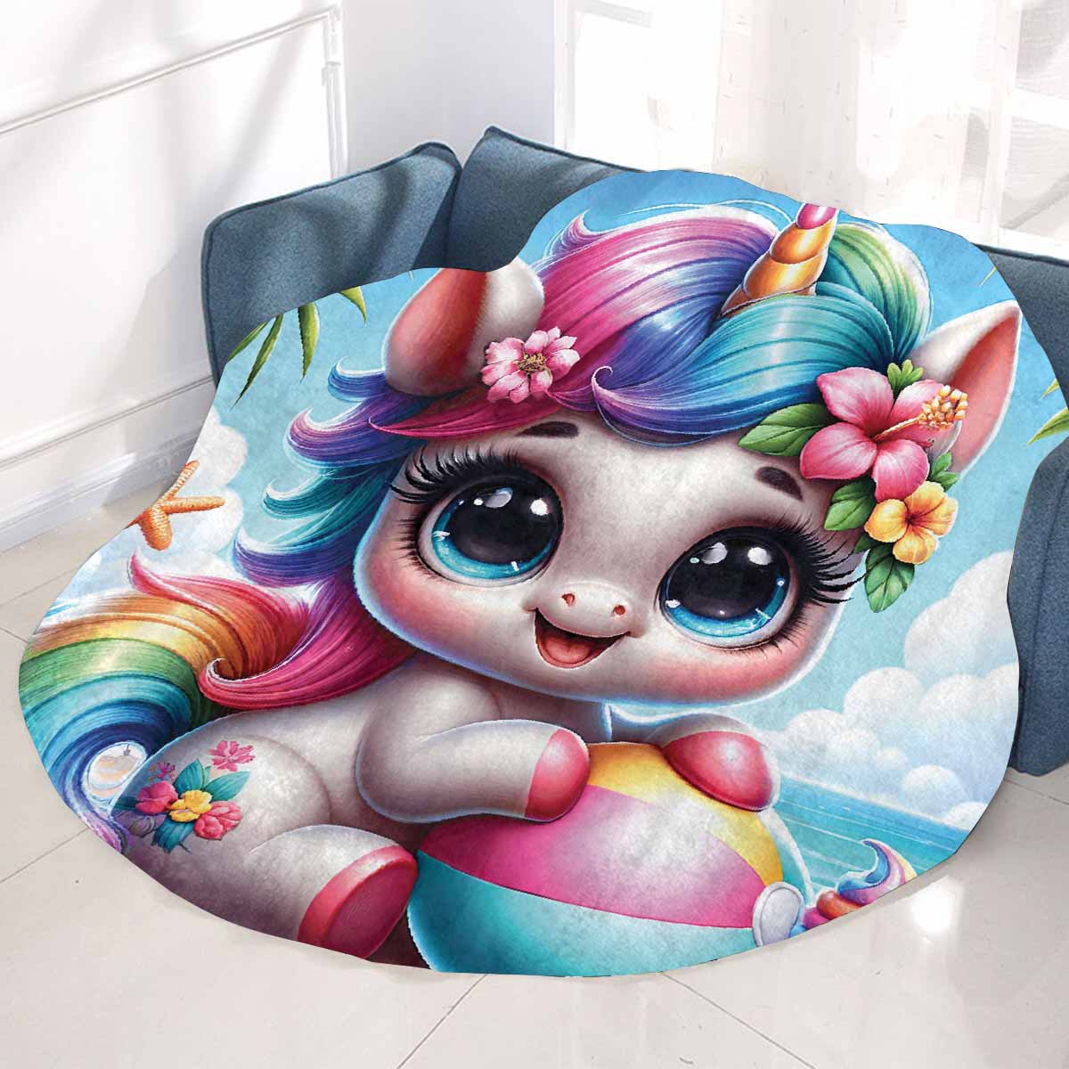 Unicorn_Awd35124 Circular Micro Fleece Blanket 47"