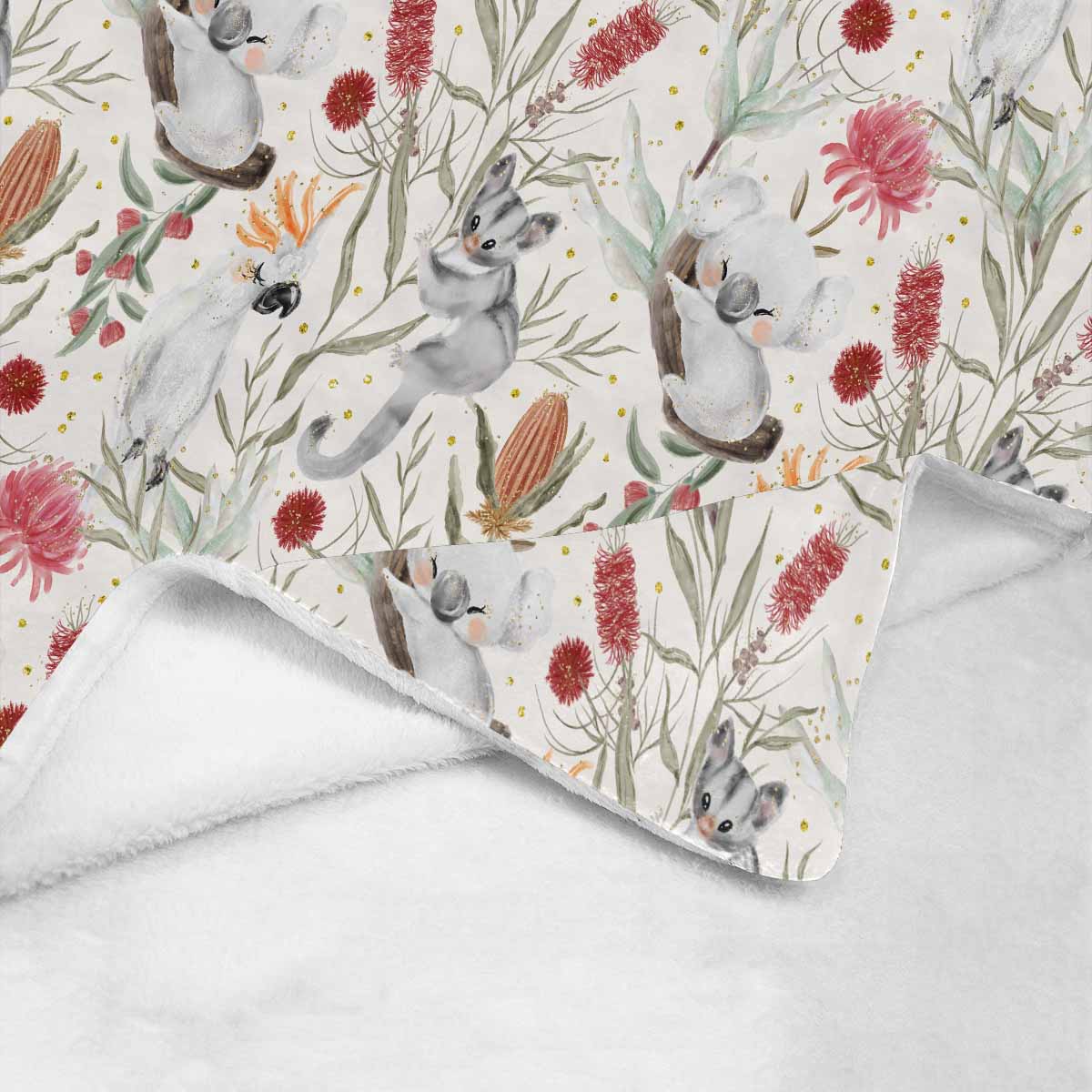 Australian Animals, Koala Cockatoo and Sugar Glider Ultra-Soft Micro Fleece Blanket 40*50