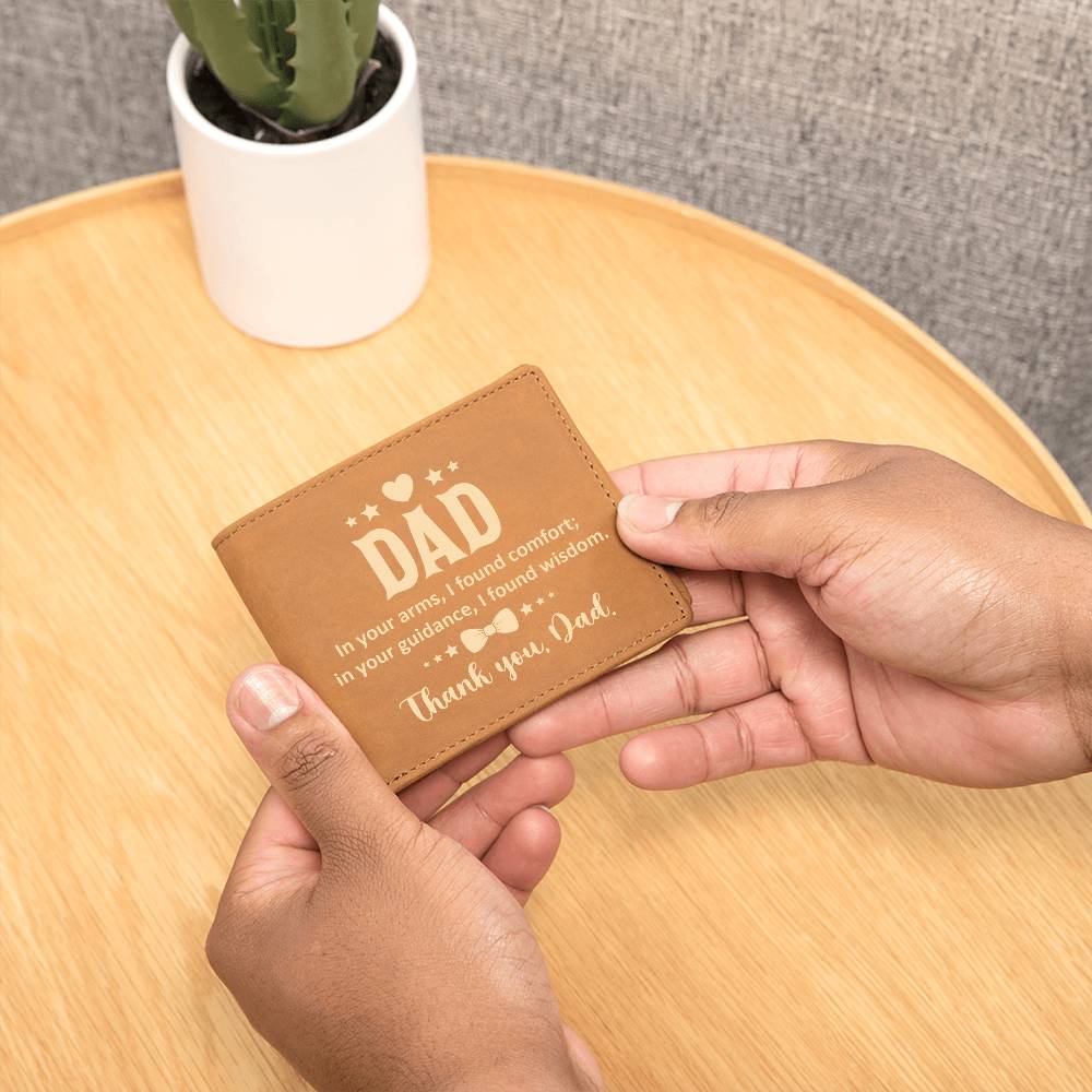 Men's Leather Wallet Dad In Your Arms, I Found Comfort