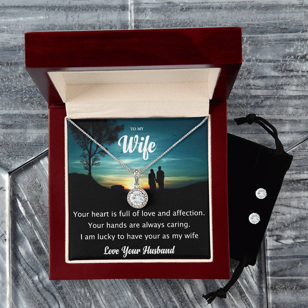 Eternal Hope Necklace and Cubic Zirconia Earring Set To my Wife Love your husband