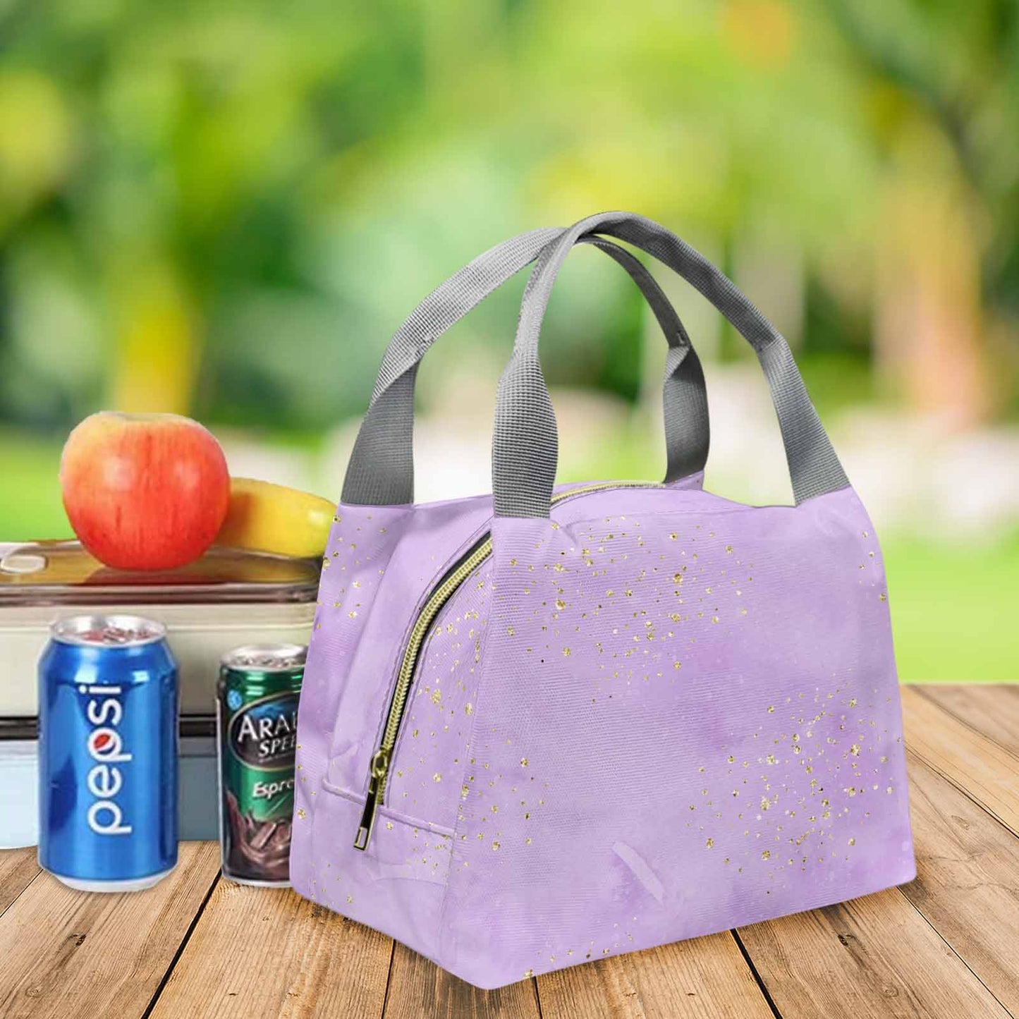 Purple Dreams Portable Lunch Bag-Grey Handle