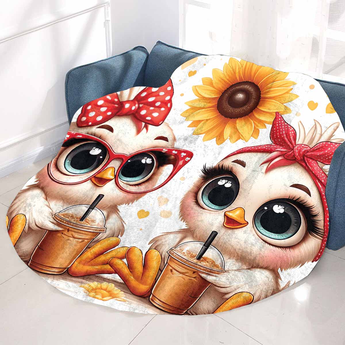 Chickens_Awd35173 Circular Micro Fleece Blanket 60"