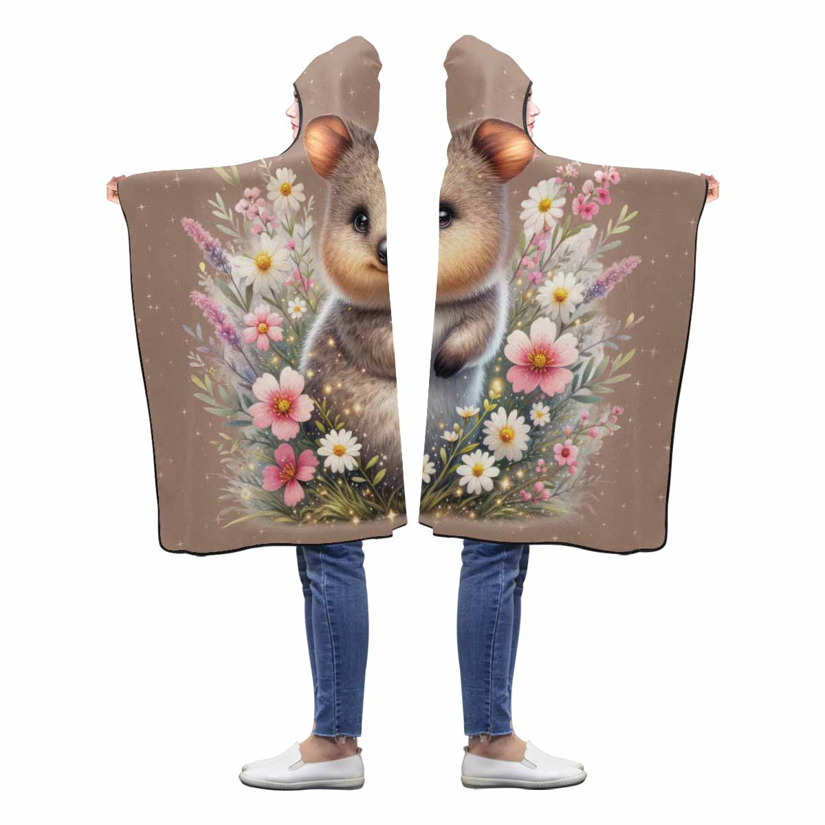 Australian Animal Quokka Awd1332 Hooded Blanket 60"x50"