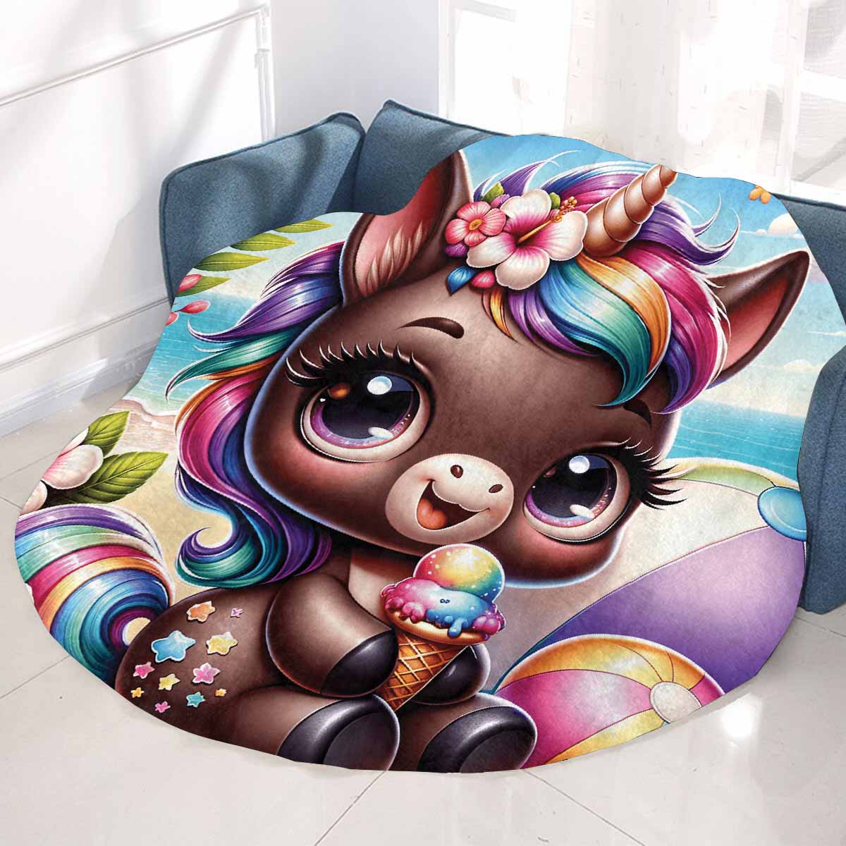 Unicorn_Awd35126 Circular Micro Fleece Blanket 47"