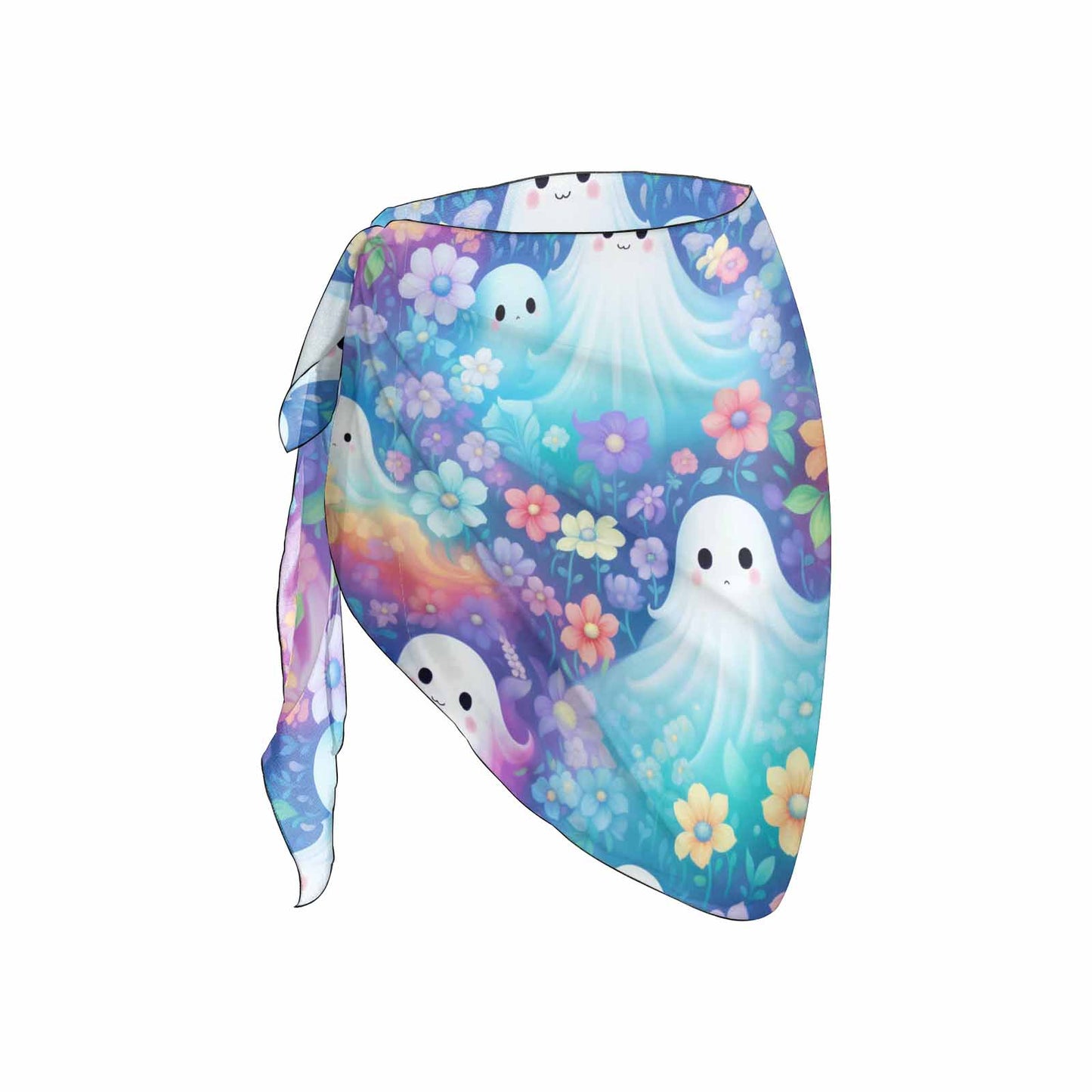 Pastel Halloween Ghosts Women's Beach Sarong Wrap