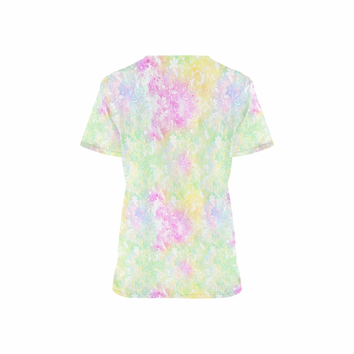 Pastel Paisley2 Women's V Neck Scrub Top Nurse Uniform with Deep Front Pockets