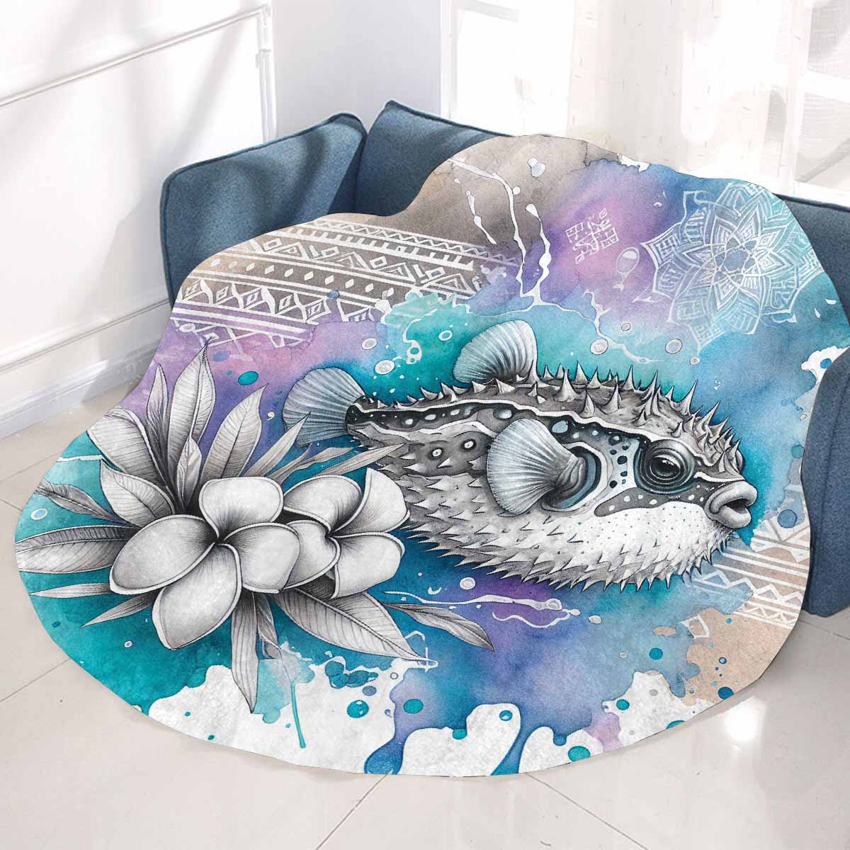 Sea_Animals_Stonfish_Awd351105 Circular Micro Fleece Blanket 47"
