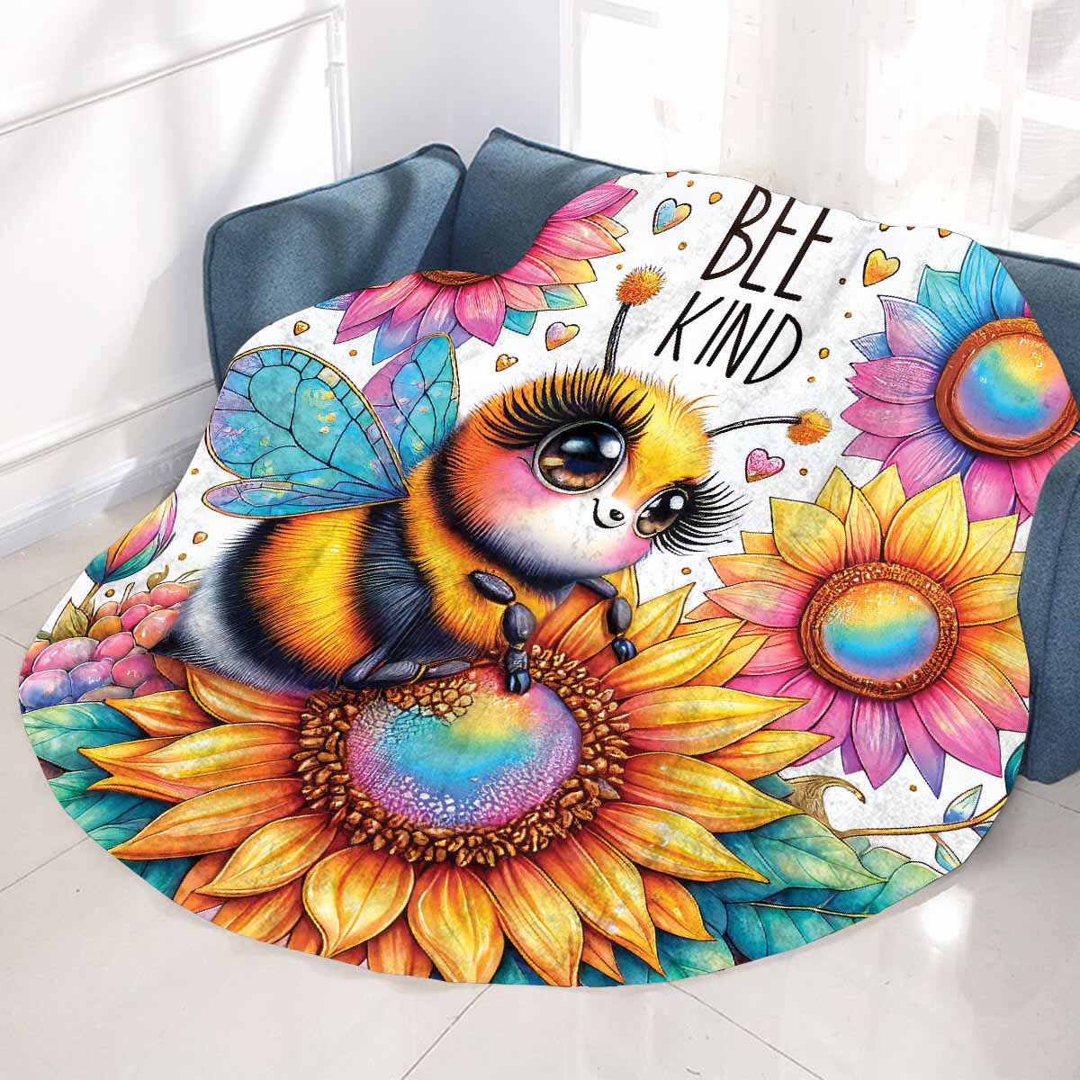 Be Kind Awd3510115 Circular Micro Fleece Blanket 60"
