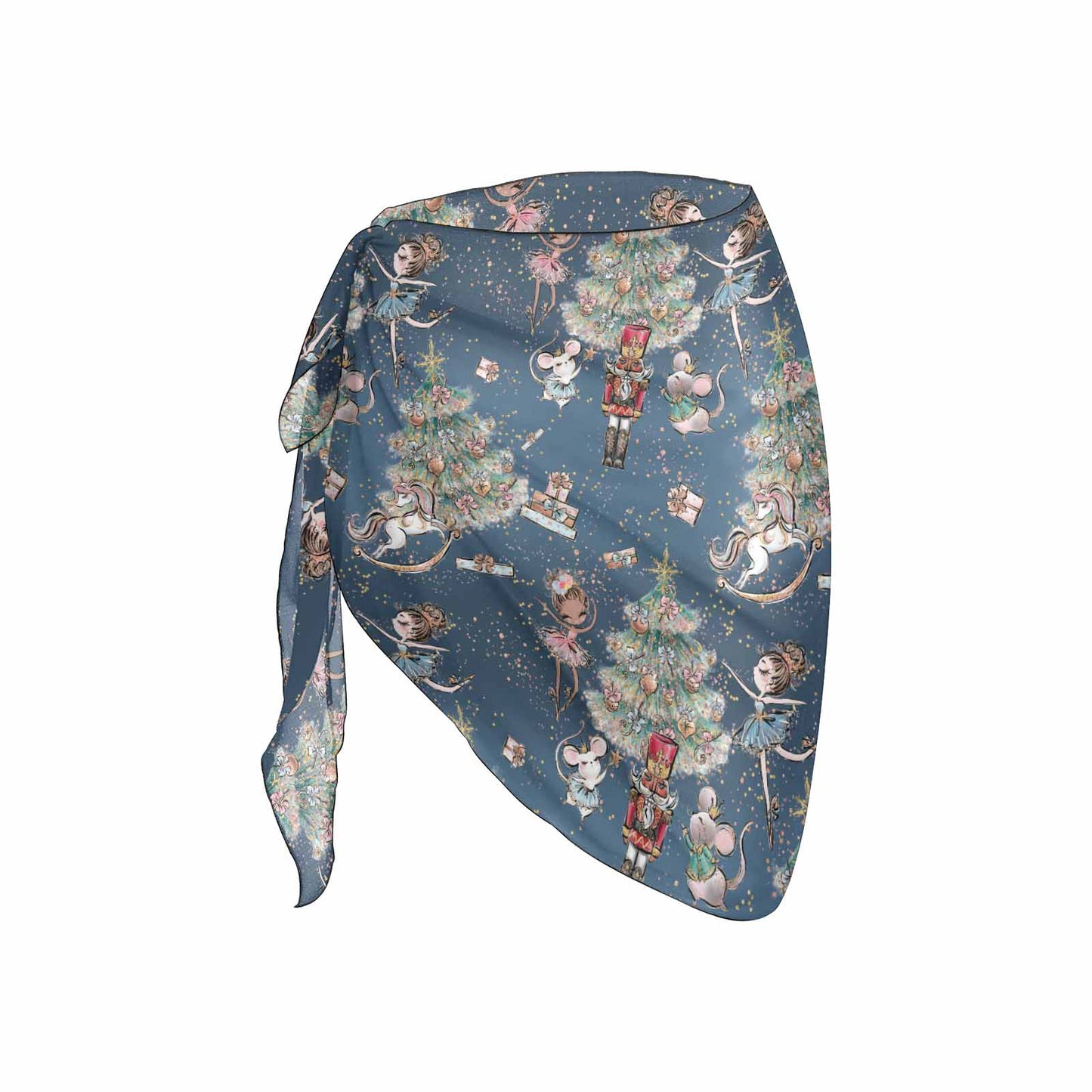 Blue Nutcracker Christmas Women's Beach Sarong Wrap