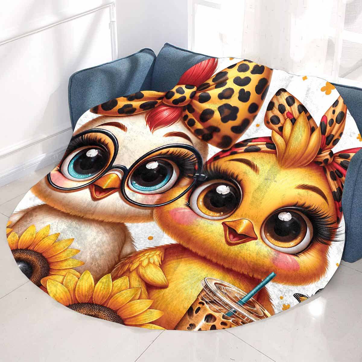 Chickens_Awd35178 Circular Micro Fleece Blanket 60"