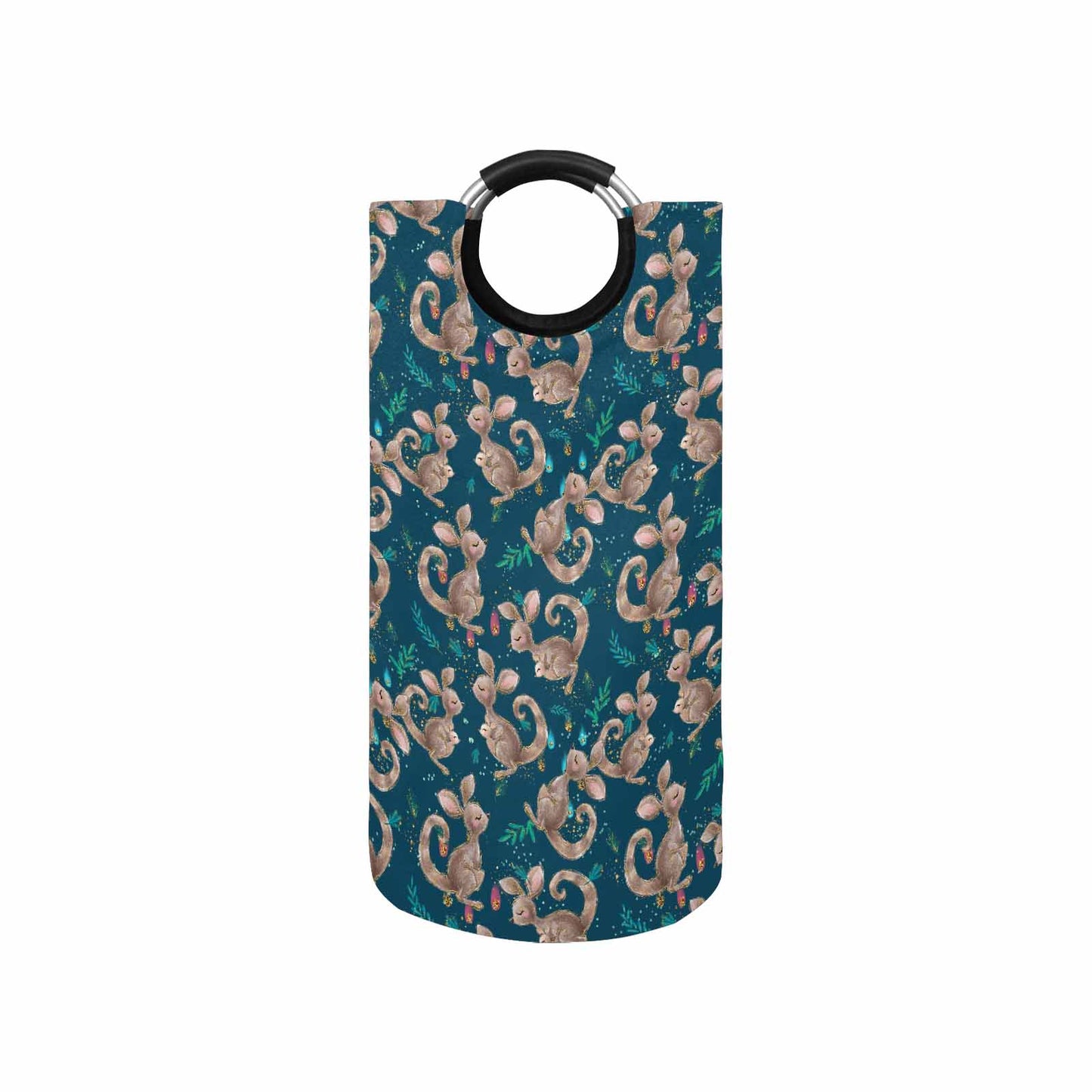 Australian Kangaroos Blue Round Laundry Basket