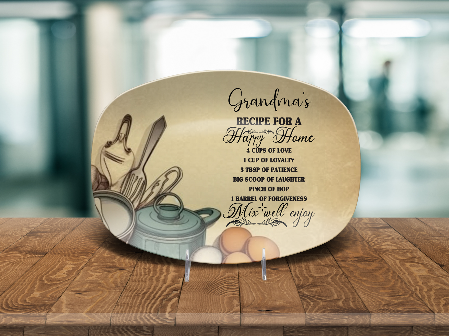 Personalized Recipe Plate, Custom Home Decor, Unbreakable Kitchen Plate, Dishwasher Safe, Oven Safe Platter, USA Made Gift