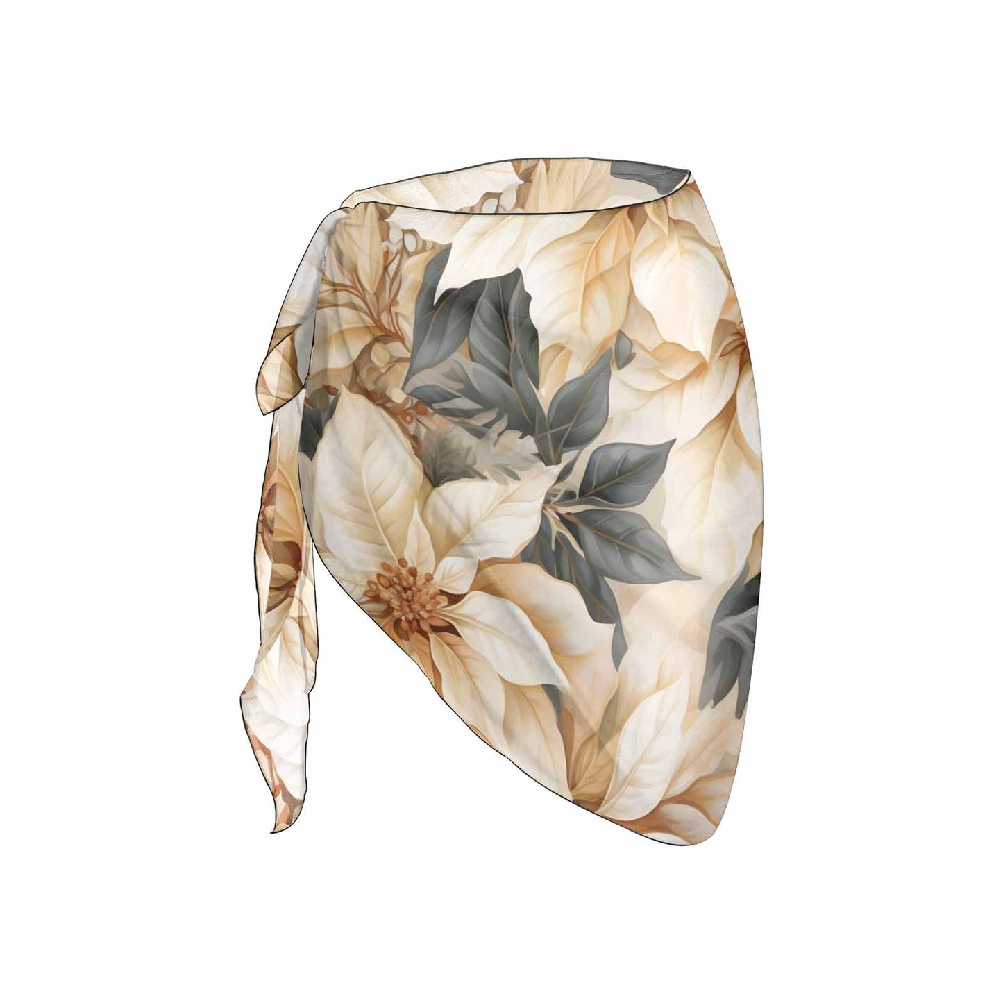 Cream Poinsettia 50 Women's Beach Sarong Wrap