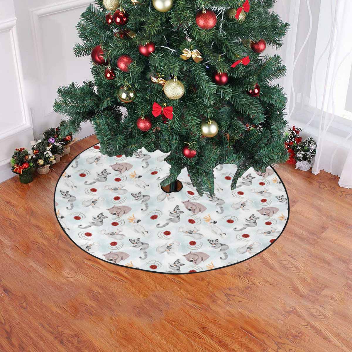 Australian Animals Koala, Sugar Glider, Wombat Christmas Tree Skirt