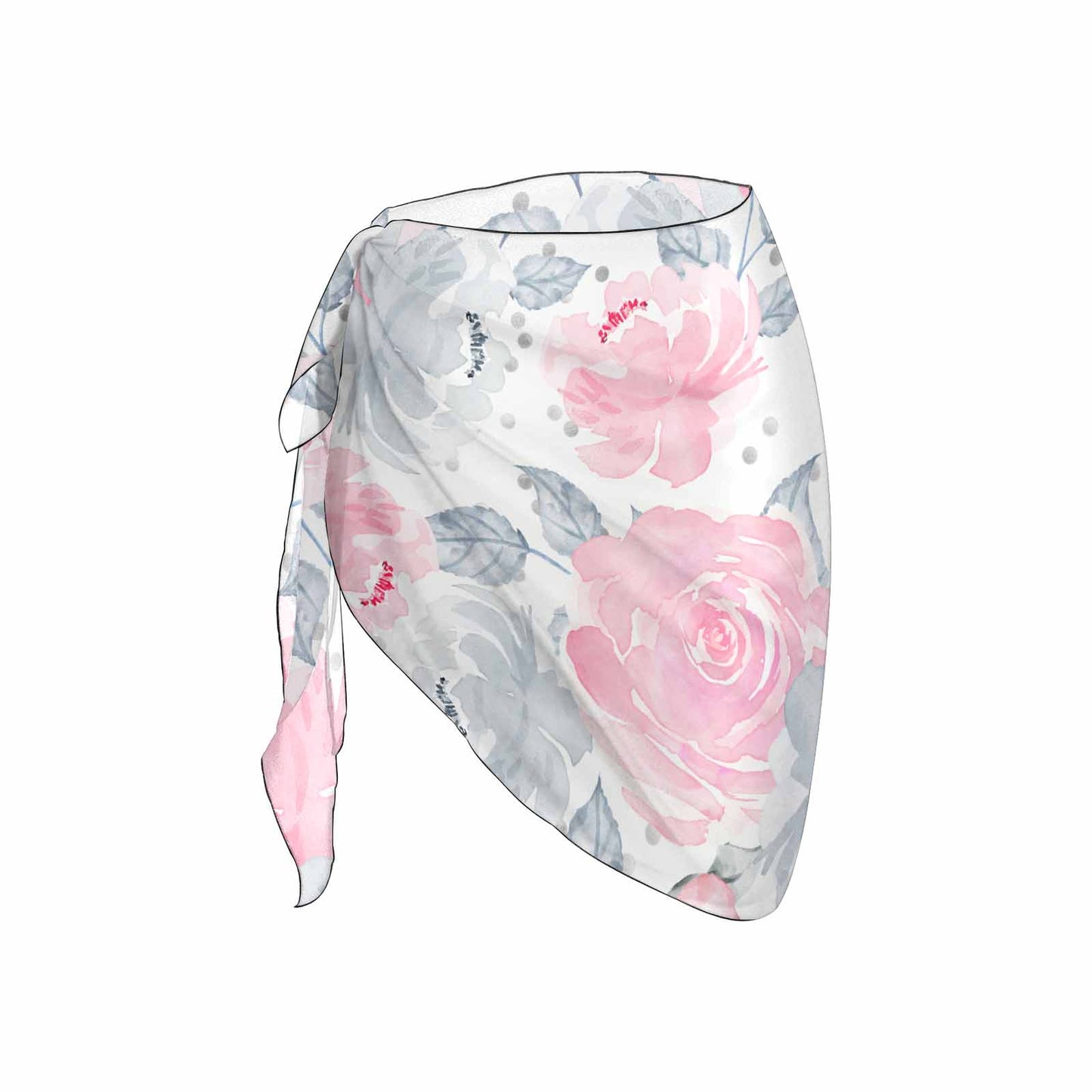 Pink and Grey Roses Women's Beach Sarong Wrap