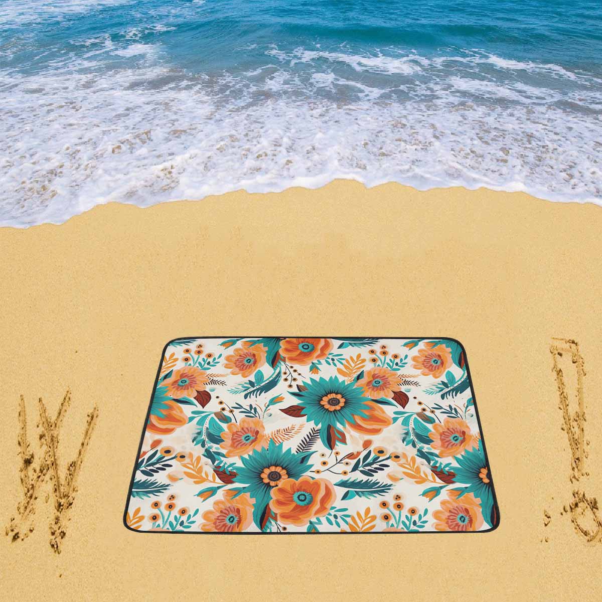 Boho Retro Floral Beach Mats 78"x 60"