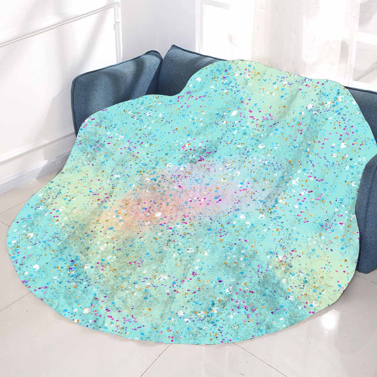 Green Splash Circular Micro Fleece Blanket 60"