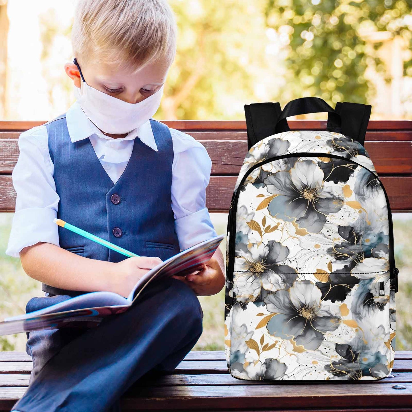 Black White and Gold Adult Casual Backpack