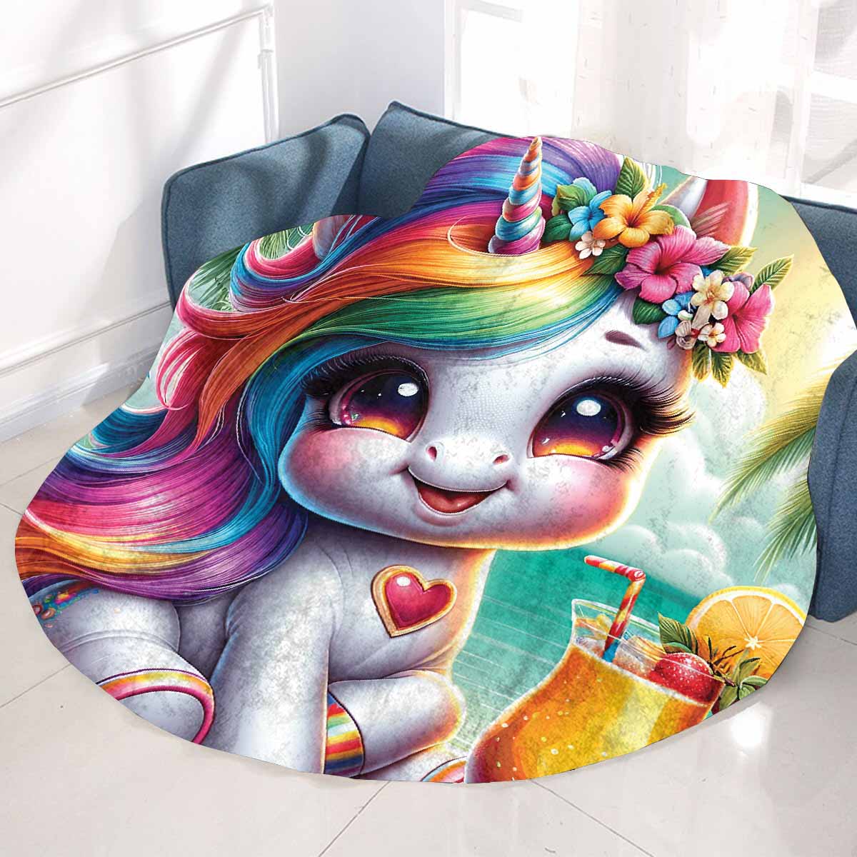 Unicorn_Awd35121 Circular Micro Fleece Blanket 60"
