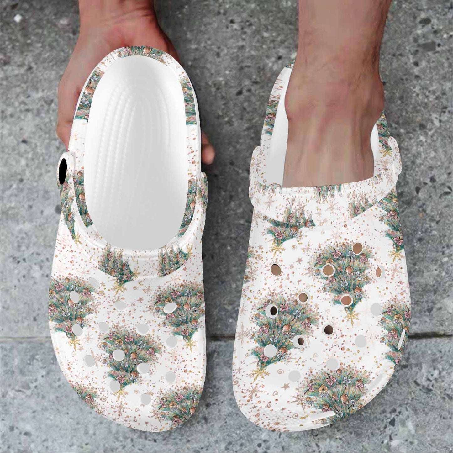 White Christmas 50 Custom Print Adults Clogs