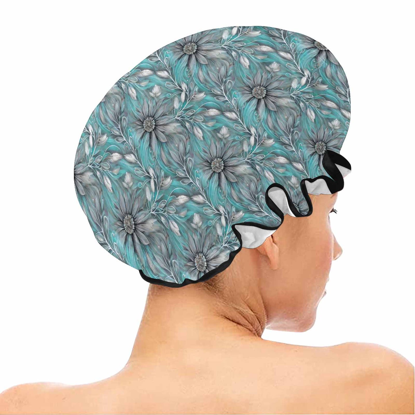Green Elegant Floral 25 Shower Cap