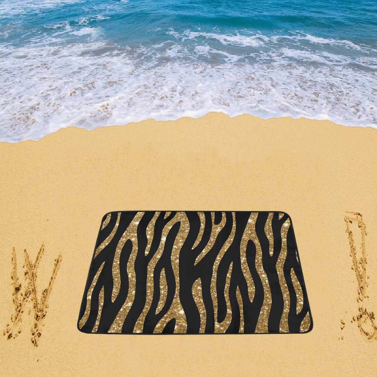 Black and Gold Glitter Leopard Print Beach Mats 78"x 60"