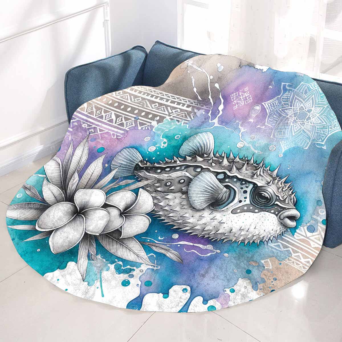 Sea_Animals_Stonfish_Awd351105 Circular Micro Fleece Blanket 60"