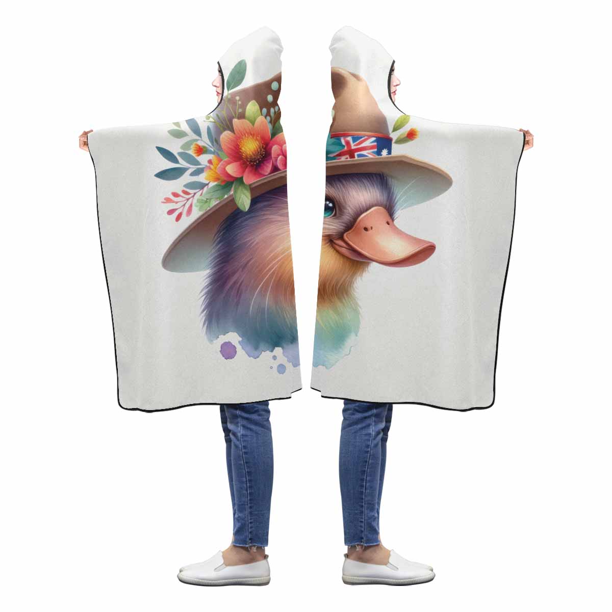 Australian Animal Platypus Awd1318 Hooded Blanket 60"x50"