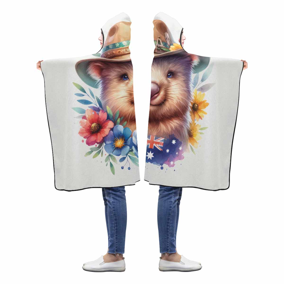 Australian Animal Wombat Awd1320 Hooded Blanket 60"x50"
