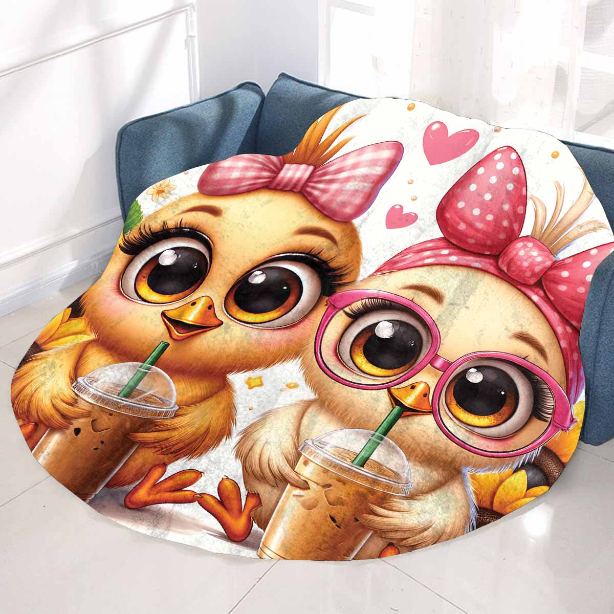 Chickens_Awd35182 Circular Micro Fleece Blanket 60"