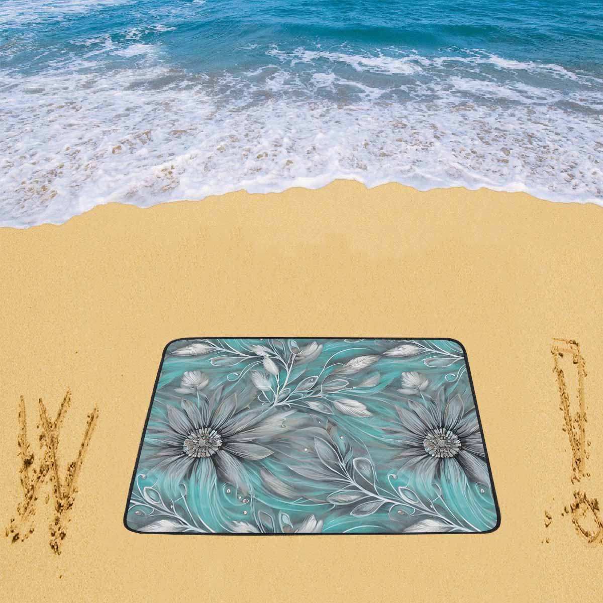 Green Elegant Large Print Floral Beach Mats 78"x 60"
