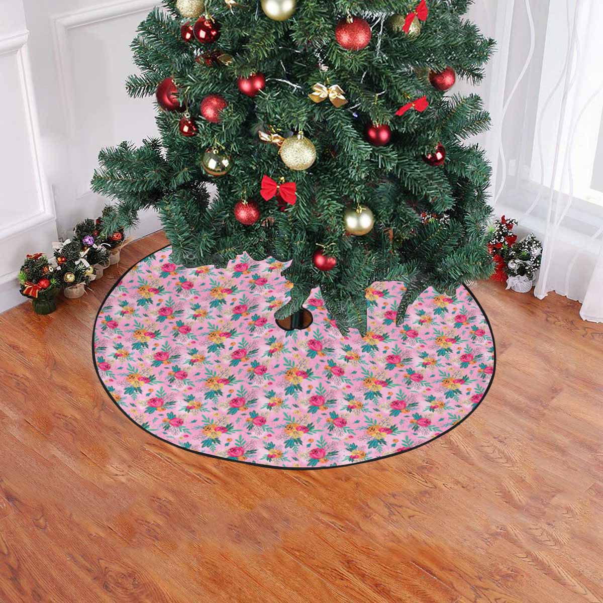 Australian Floral Pink Christmas Tree Skirt