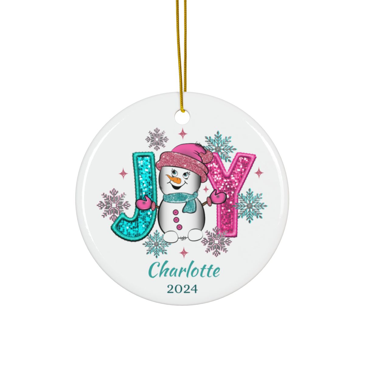 Joy Snowman Personalised Ceramic Ornaments