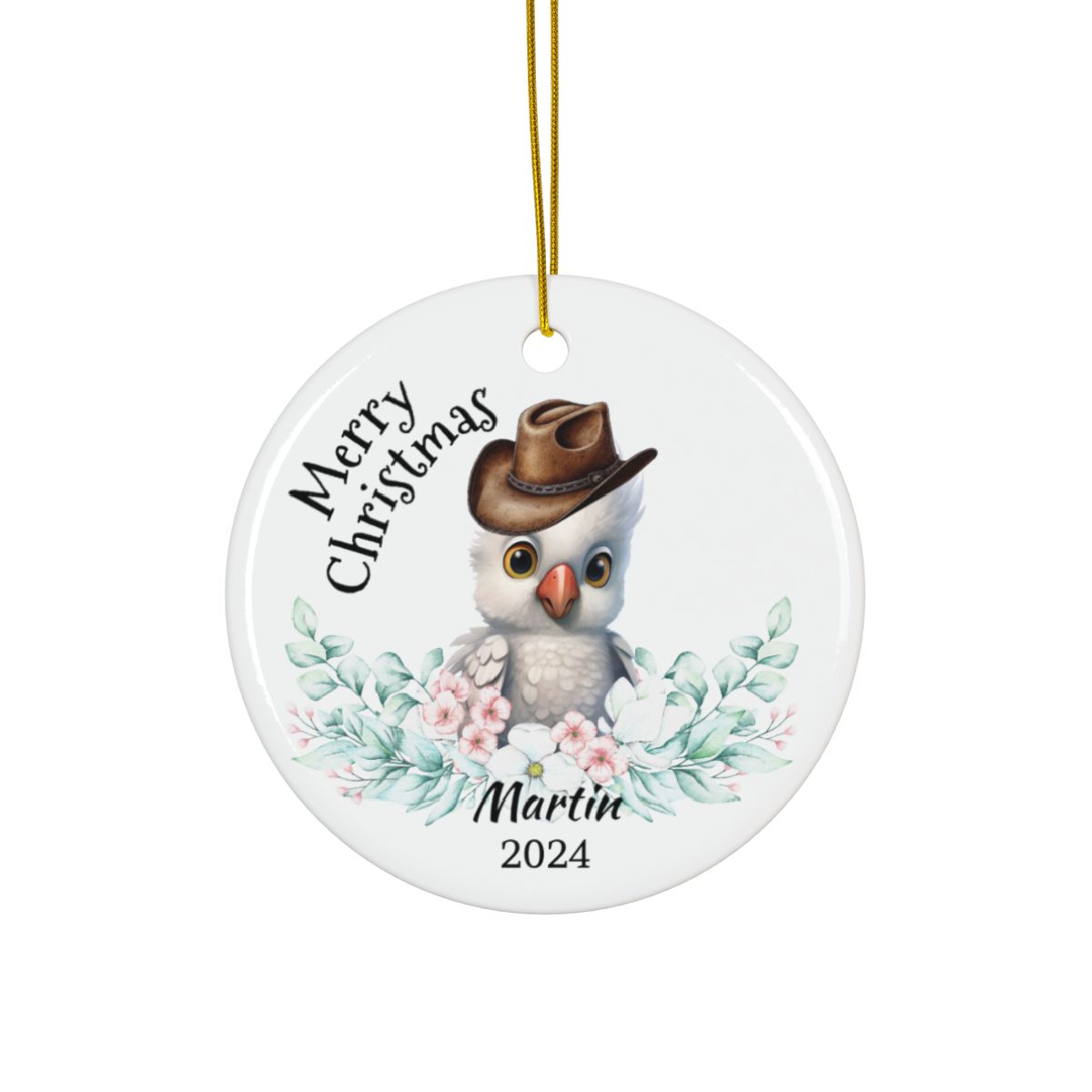 Australian Animals Ornament, Cowboy Themed Holiday Décor, Personalized Christmas Gift, Two-Side Ceramic Ornament