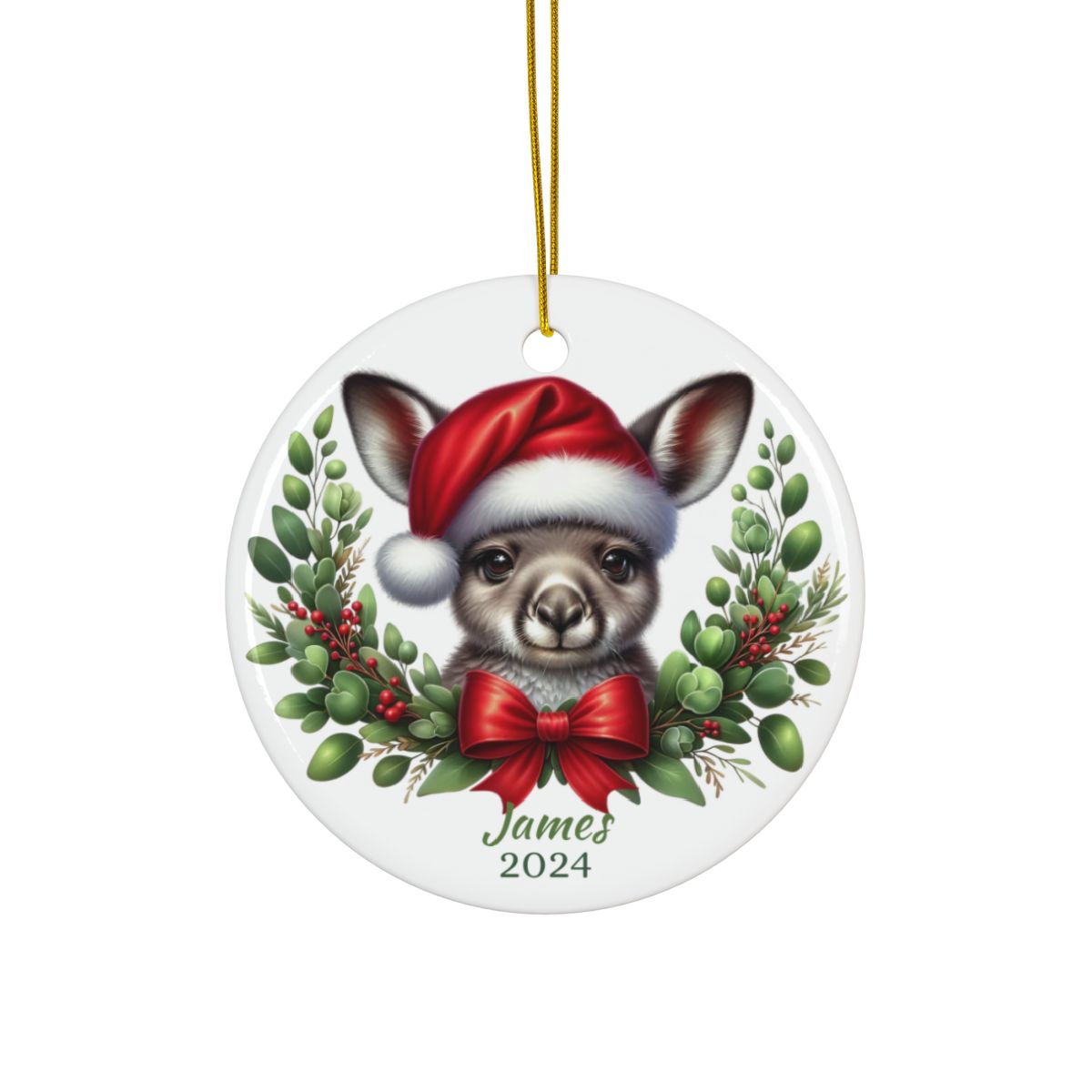 Kangaroo Personalised Ceramic Christmas Ornaments
