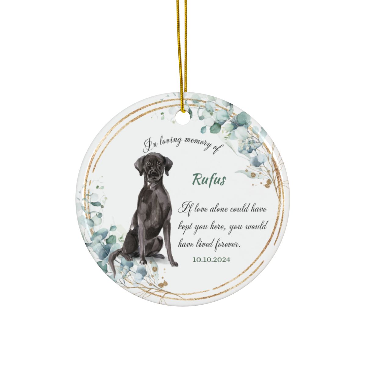 Black Lab Memorial Ornament, Personalized Pet Memorial Keepsake, Ceramic Dog Loss Gift, Custom Pet Remembrance, Dog Lover Gift