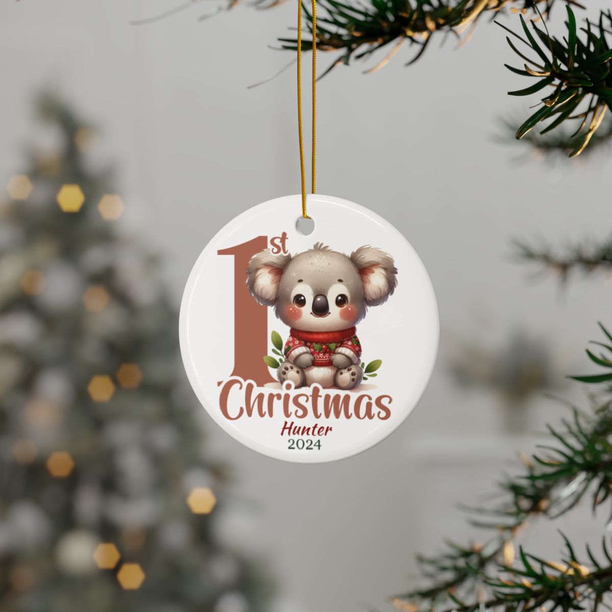 Koala 1st Christmas Personalised Ceramic Ornament