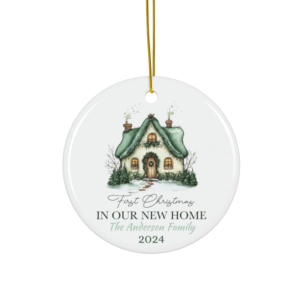 Personalized Ceramic Ornament, First Christmas Home Decor, New Home Keepsake Gift, Holiday Decoration, Customized Christmas Present