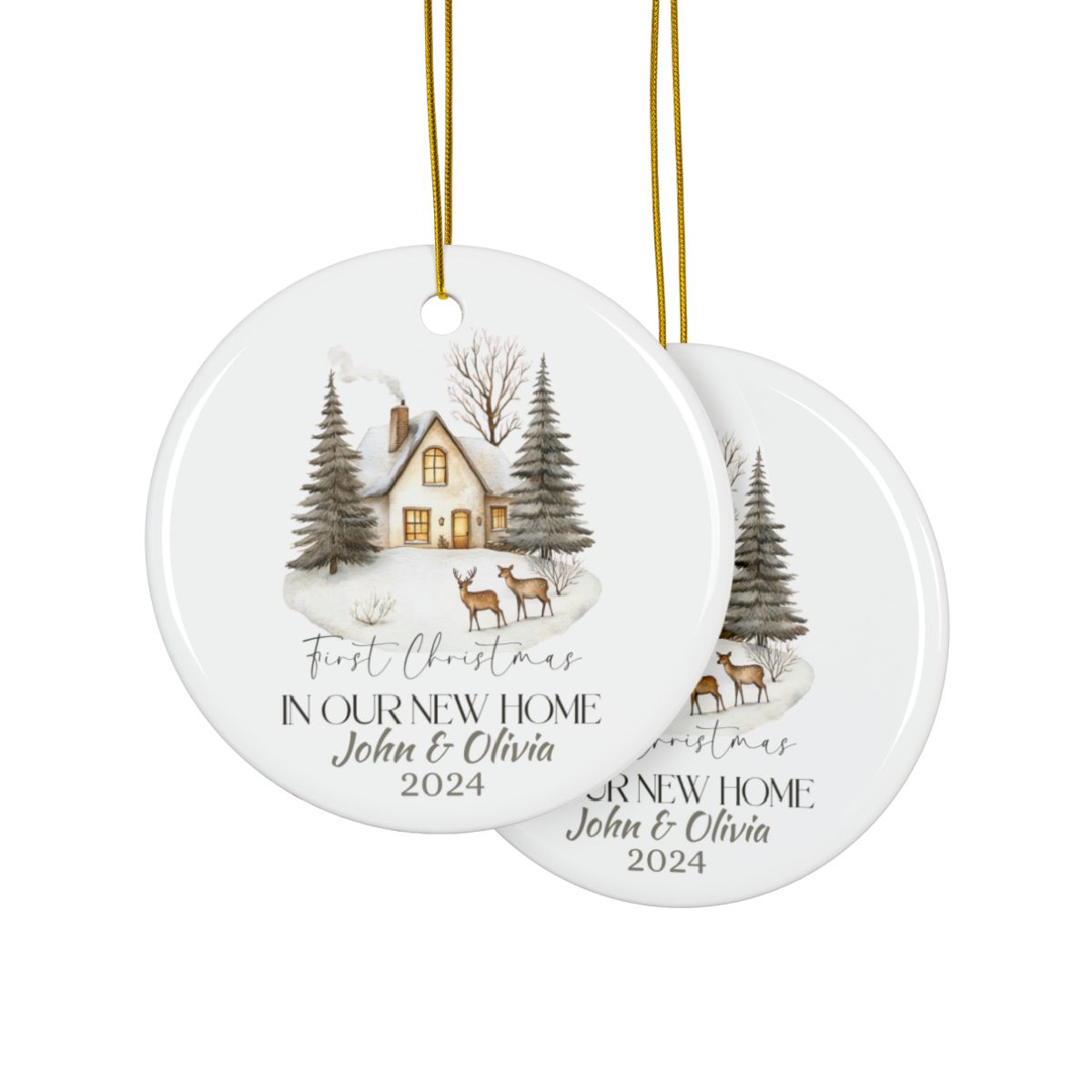 Personalized First Christmas Home Ornament, New Home Gift Keepsake, Ceramic Holiday Décor